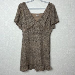 Abercrombie & Fitch Leopard Print Animal Mini Dress Cream Tan Short Sleeve